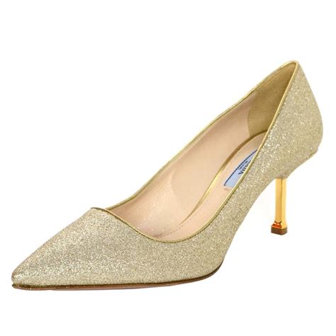 men gold prada platform shoe|Prada kitten heel shoes.